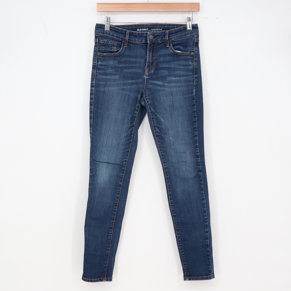 Old Navy Jeans Womens 4 Rockstar Mid-Rise Dark Wash Skinny Stretch Excellent